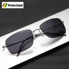 JackJad Mannen Ultralight Randloze Vierkante Titanium GEPOLARISEERDE Zonnebril Vouwen Scharnier Rijden Brand Design Zonnebril Oculos De Sol