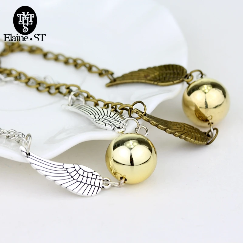 Квиддич Золотой снитч Карманный браслет Модный снитч крылья браслет подарок серебряные ювелирные изделия браслеты Гриффиндор Рождественский подарок