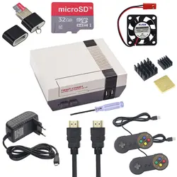 NESPi чехол + плюс Raspberry Pi 3 Модель B + NES Retroflag коробка + 32G SD карта + игровой контроллер + Swith блок питания + вентилятор + кабель HDMI