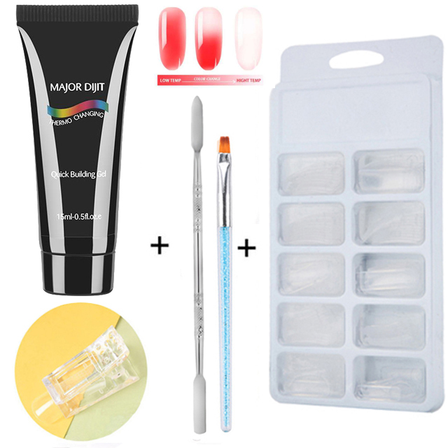 Temperature Change Poly Nails Gel LED Clear UV Gel Varnish Nail Polish Art Kit Quick Building For Nails Extensions Gel