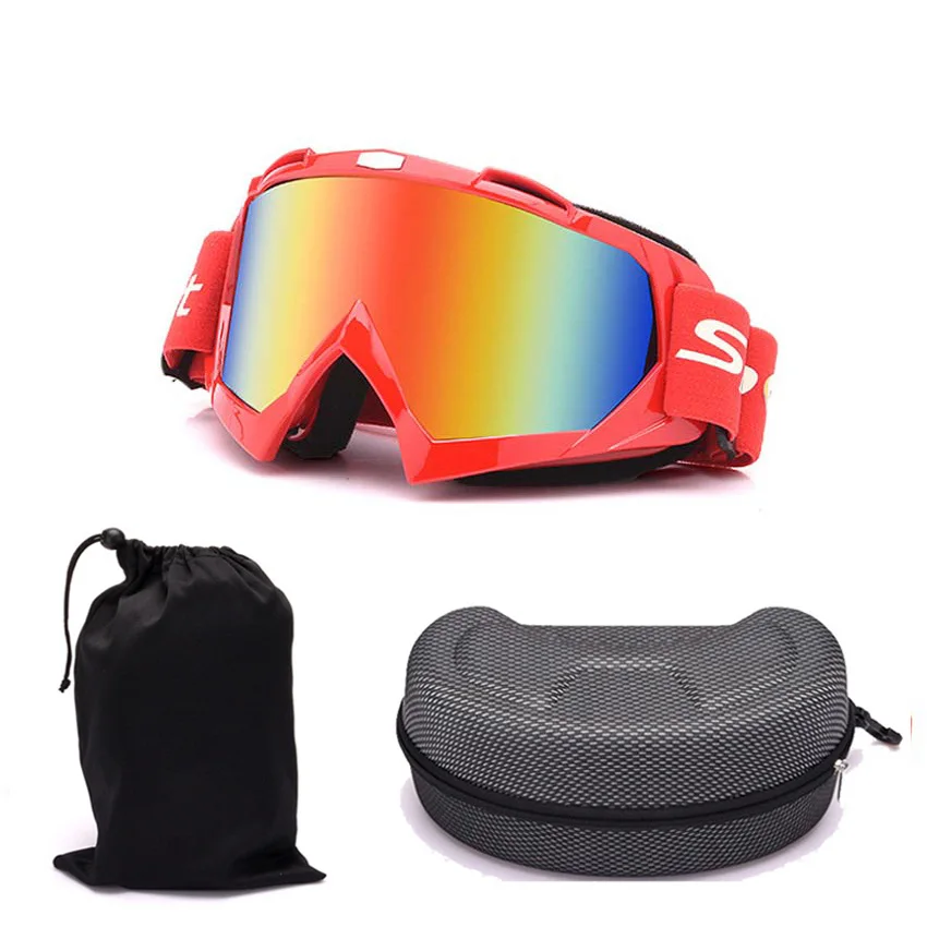 Мужские лыжные очки, лыжные очки для женщин, маска для сноуборда, противотуманные лыжные очки, лыжные спортивные очки, Снежная маска с коробкой - Цвет: red frame red lens