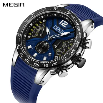 

MEGIR Watch Men Creative Fashion Chronograph Sport Men Wrist Watch Luxury Brand Military Silicone Band Clock Montre Homme