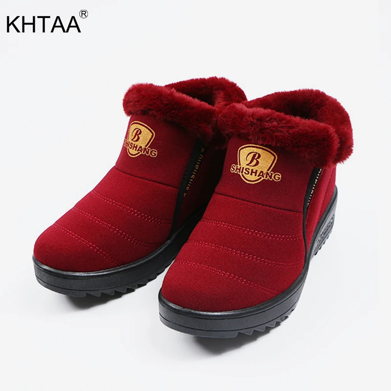 

KHTAA Women 2018 Winter Warm Plush Casual Snow Ankle Boots Ladies Platform Slip On Shoes Female Sewing Comfort Fashion Footwear