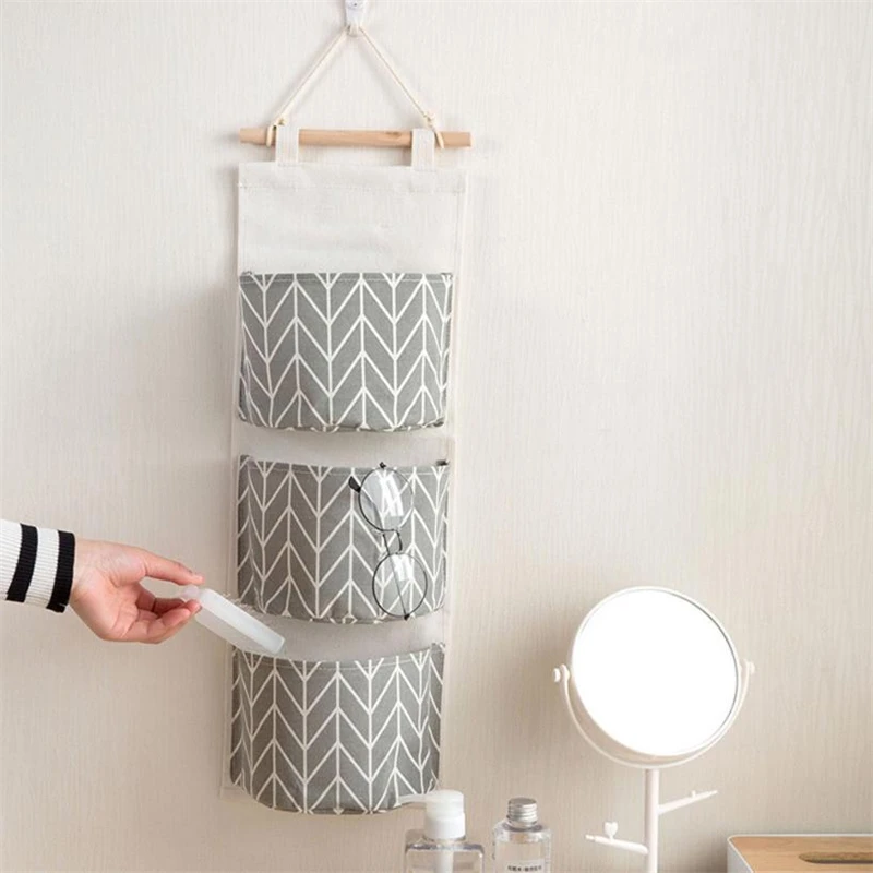 2018 new Fashion  3 Grids Wall Hanging Storage Bag Organizer Toys Container Decor Pocket Pouch  Hot selling good quality C0208  12