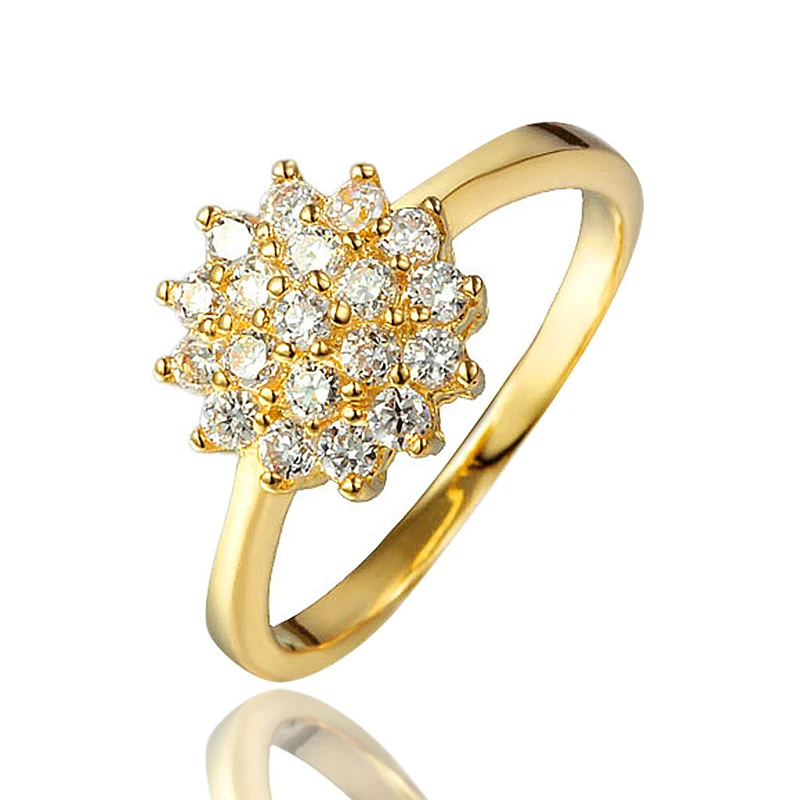 

Cubic Zircon Engagement Rings for women gold color flower Wedding rings Crystals Jewelry gift Fashion New Brand Bijoux for woman