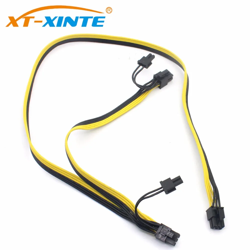

Power Supply Cables Modular PSU 6Pin to Double 6+2Pin Cable Graphics Card Module Line 6P to Dual 8p Splitter Ribbon Cable 18AWG