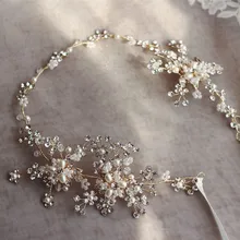 Модные золотые, серебряные стразы для волос, свадебная повязка на голову, аксессуары, жемчужные свадебные украшения, украшения для волос, женская одежда для волос