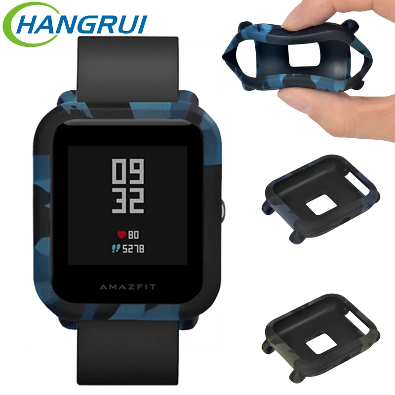 

Soft silicone watch case for xiaomi huami amazfit bip youth watch camo protective cover smart watch frame protector full covers