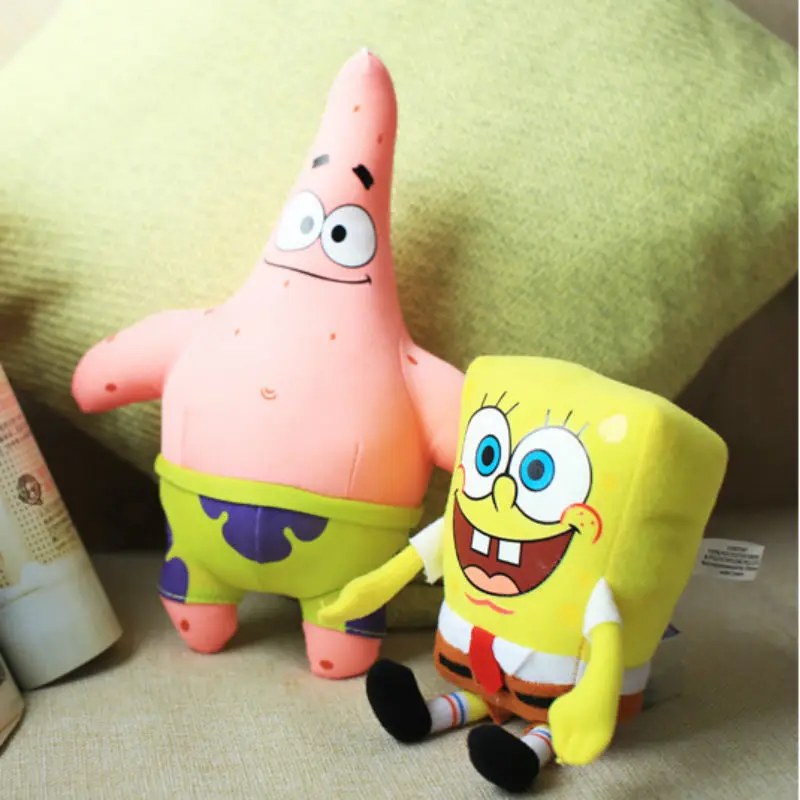 

17-22cm Six In One Lot Cartoon Sponge Soft Toys Bob Patrick Stuffed Plush Toys Soft For Children's Day Gift Room Decoration