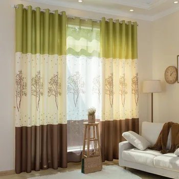 

[byetee] Modern Tree Printed Curtains Tulle Living Room Window Door Curtain for Bedroom Luxury Blackout Drapes Design
