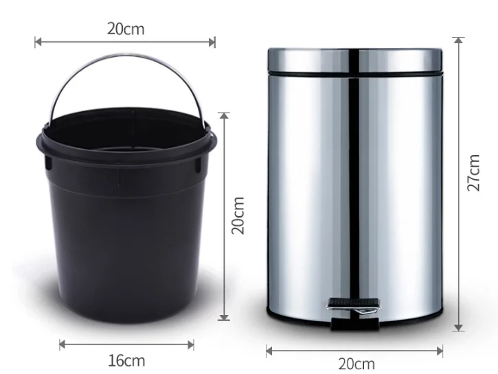 Простой и стильный мусорный бак из нержавеющей стали для ванной, гостиной, кухни, с педалью, бесшумный мусорный бак Q155