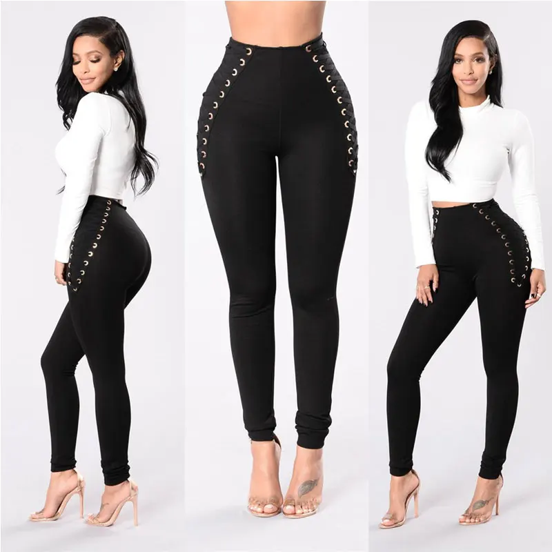 2019 New Side Lace Up Pants High 
