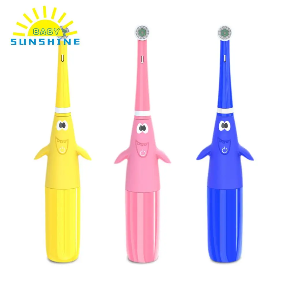 

Children 3-10Y Rotary Electric Toothbrush soft bristle Smart Reminder with Extra Replaceable Brush Head Battery Operated For Kid