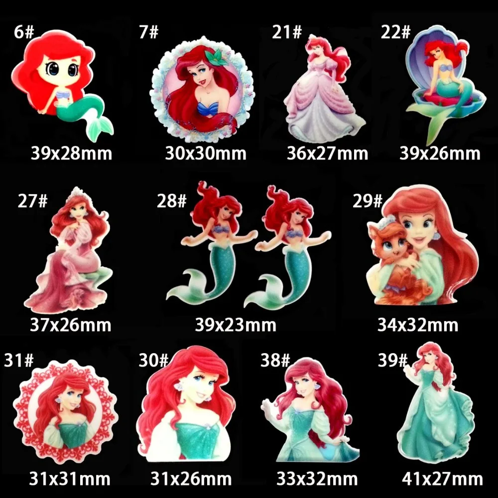 Lot 10 pcs Princess Ariel Mermaid Resin Flatback Scrapbooking Hair Bow Center