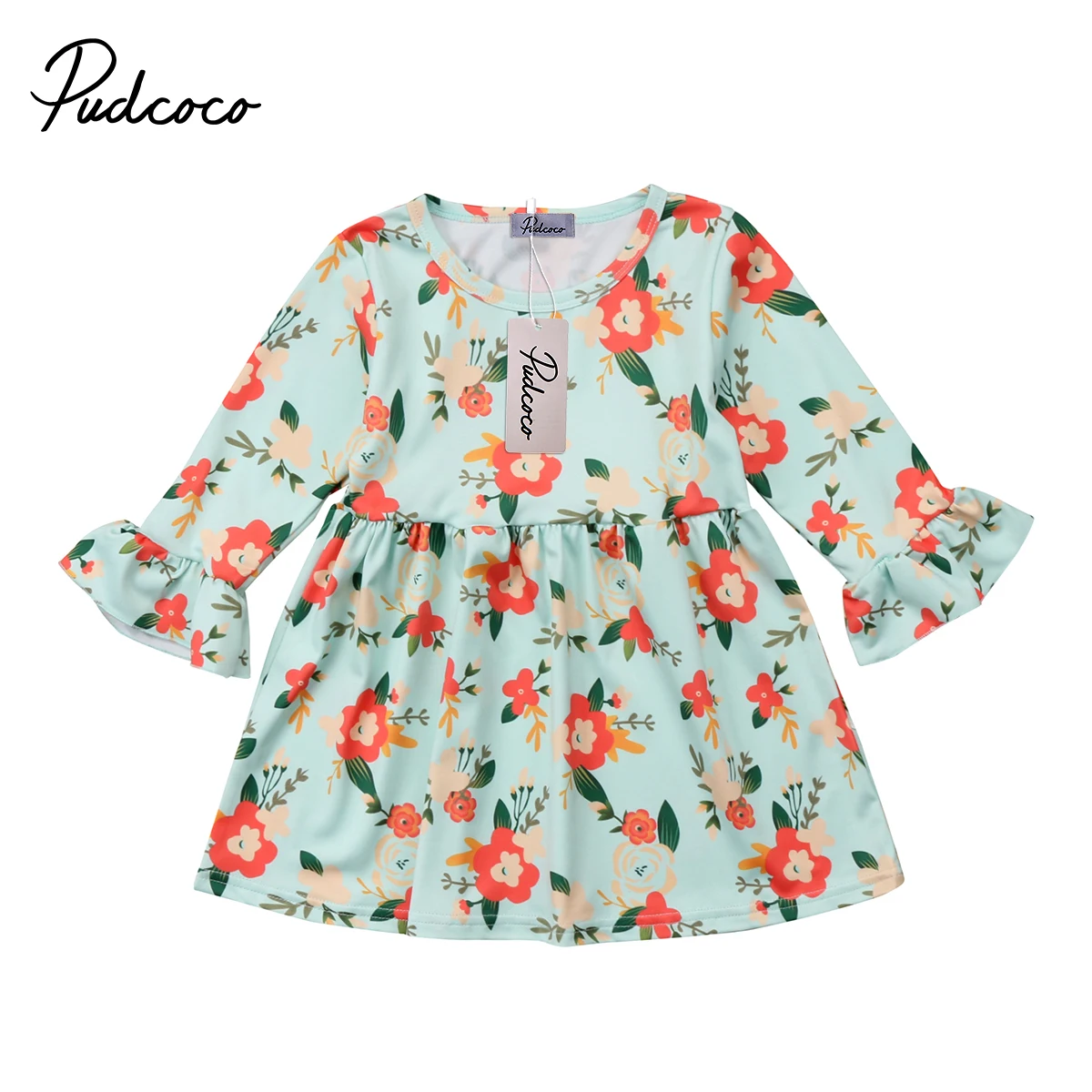 

Lovely Kids Baby Girl Floral Princess Dress Long Sleeve Party Wedding Prom Dress 2-7T