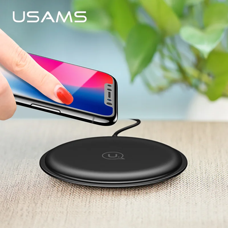 

USAMS Qi wireless charger 10W quick charge wireless charging pad for iPhone 8 7 x Samsung 10 s9 plus charger pad