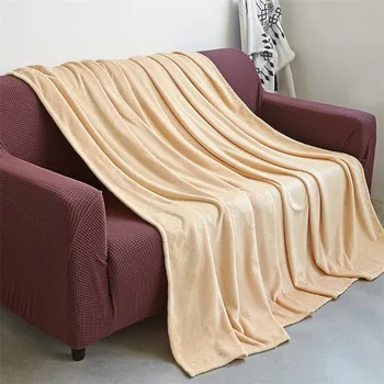 

Adult Bed Blanket Fleece Blankets For Bedding Machine Washable Home Textile Solid Color Sofa Plane Travel Plaids Throw Blankets