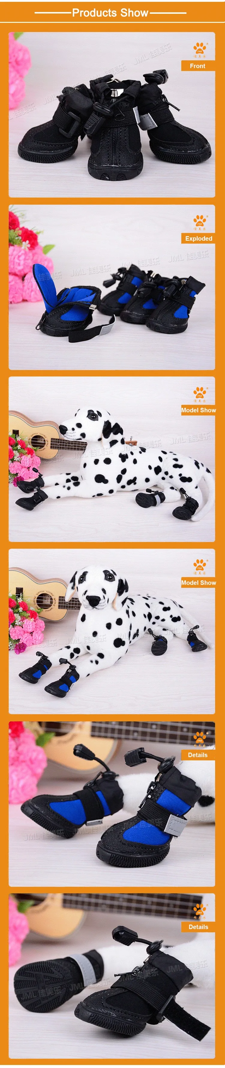 JML casual big small dog shoes waterproof Pet Puppy winter dog shoes outdoor faux leather durable rubber sole all season (5)