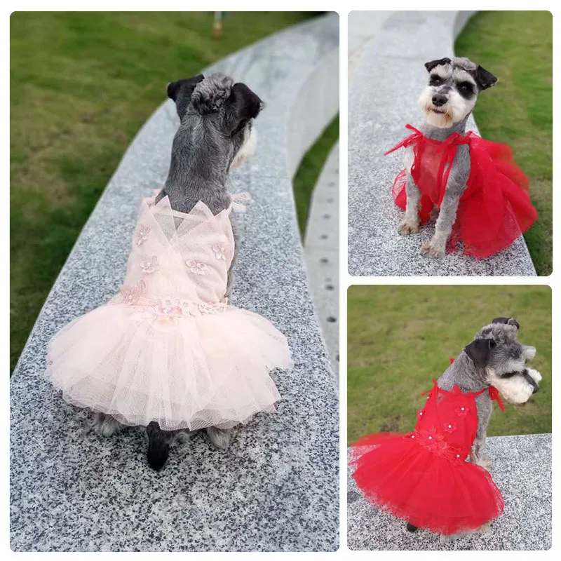 

New Nail Pearl Water Soluble Lace Mesh Wedding Dress Pet Dress Dog Wedding Dress Skirt