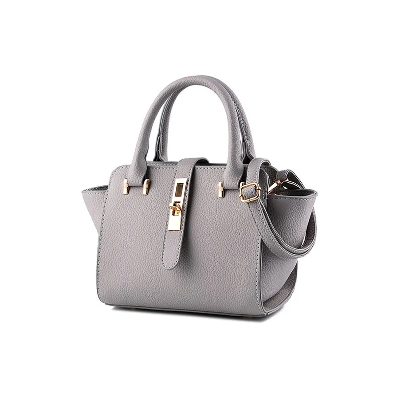 Classy Plain Hand Bag Lady PU Leather Small font b Handbag b font Succinct Belt Twist
