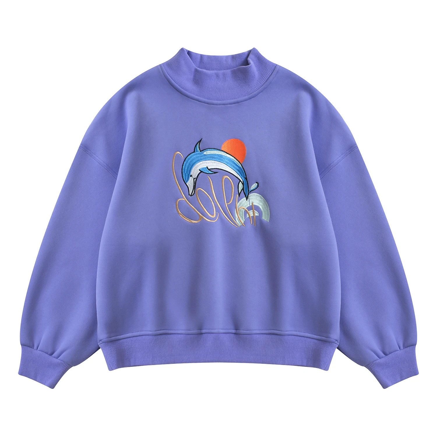 Оригинальный дизайн женские толстовки Дельфин вышивка Женский пуловер с длинным