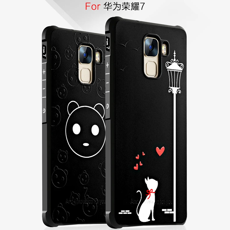Для Huawei Honor 7 модные 3D Силиконовый живопись мультфильм матовое Защитная крышка