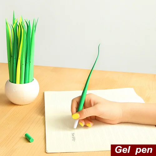 12 pcs/Lot Tiny green grass Gel pen Blade grass potting