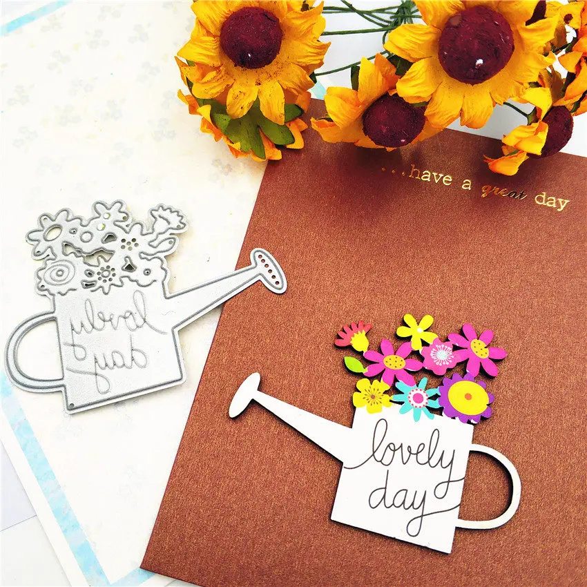 

Flower Watering kettle Metal Cutting Dies Stencils for Scrapbooking DIY Embossing Folder Paper Cards Maker Handmade Album Crafts
