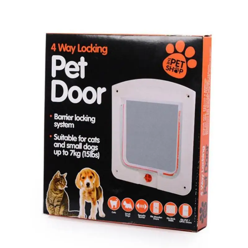 Управляемая дверная дверь для питомцев с замком, для собак, кошек, котят, для безопасности дверей, для животных, для щенков, для ворот, для домашних животных, 4 Способа Блокировки