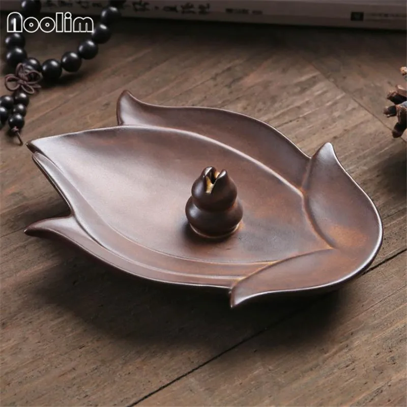 Креативный лист лотоса керамическая декоративная тарелка-подставка дзен буддистская подставка из сандалового дерева база ручной работы Домашний декор для чайника