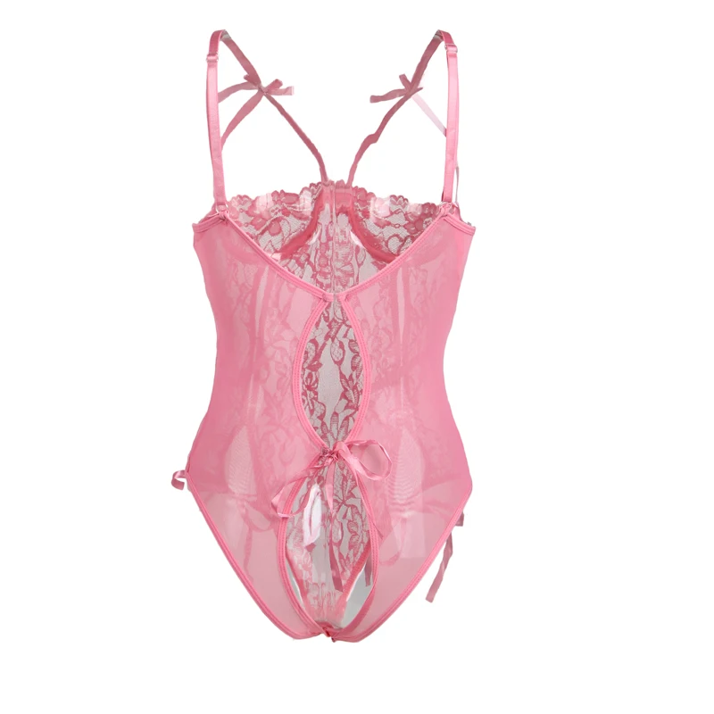 Valentine's day romantic night sexy bodysuit for women open cup hollow out floral lace sexy teddy lingerie lenceria-sexy W80422