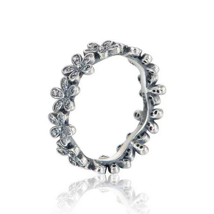 

European Style Jewelry 925 Sterling Silver Pave Daisy Rings With Clear CZ Flowers Rings For Women Girls Men Rings RIP160