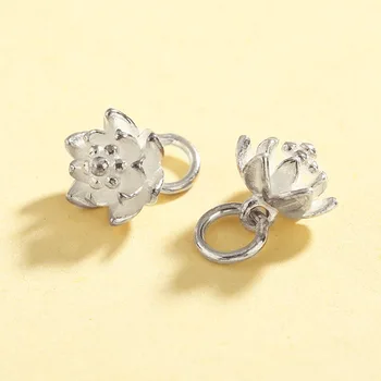 

2pcs/lot 925 Sterling Silver Craft Flower Pendant 9x9mm Hand Made Jewelry Charms With Loop For Women Earrings Making Findings
