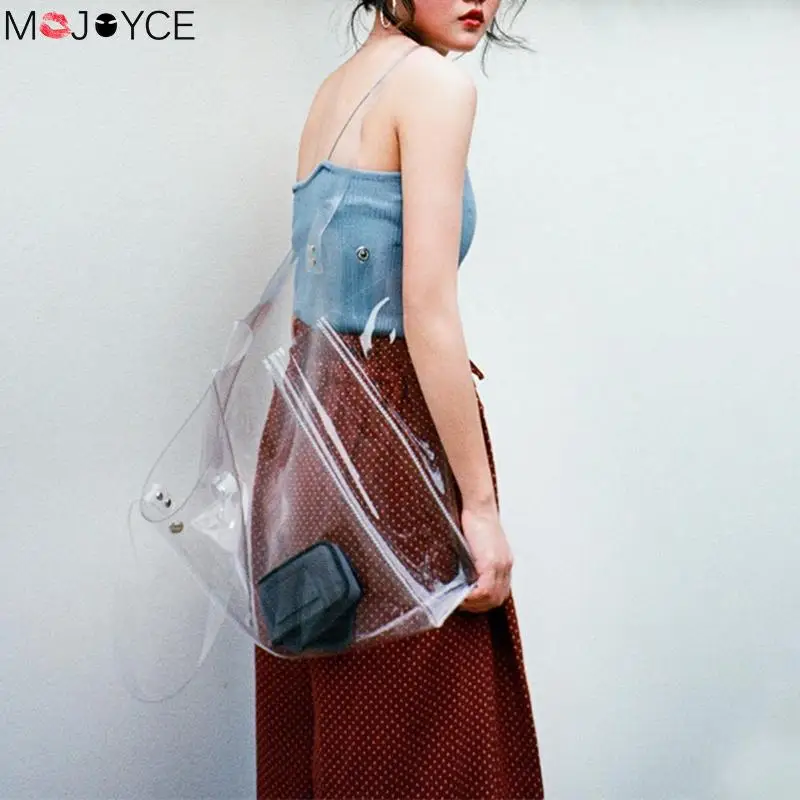 Женская модная сумка через плечо, ПВХ, прозрачная сумка, сумки через плечо, пляжные сумки для покупок, Большая вместительная женская сумка через плечо