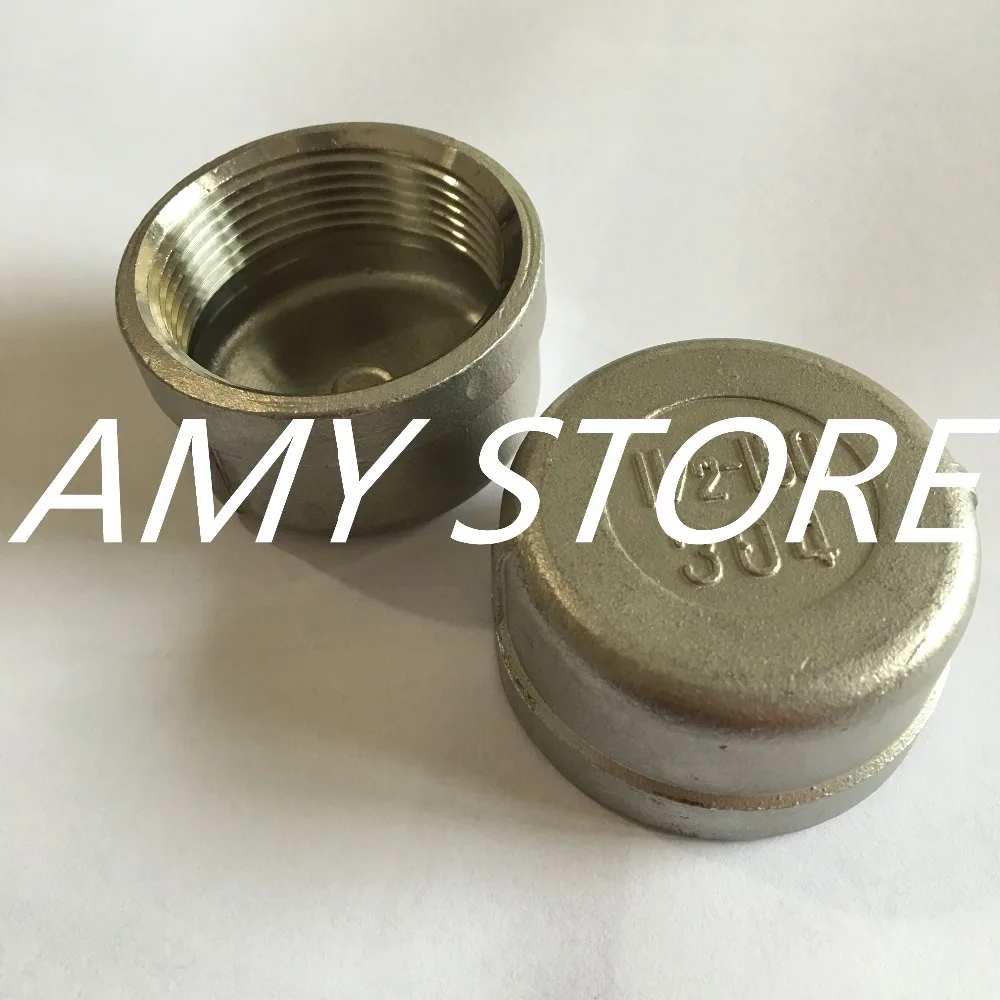 2pcs Stainless Steel Pipe Fitting Cap 1 1/2" 1.5" Threaded Type 304 Npt