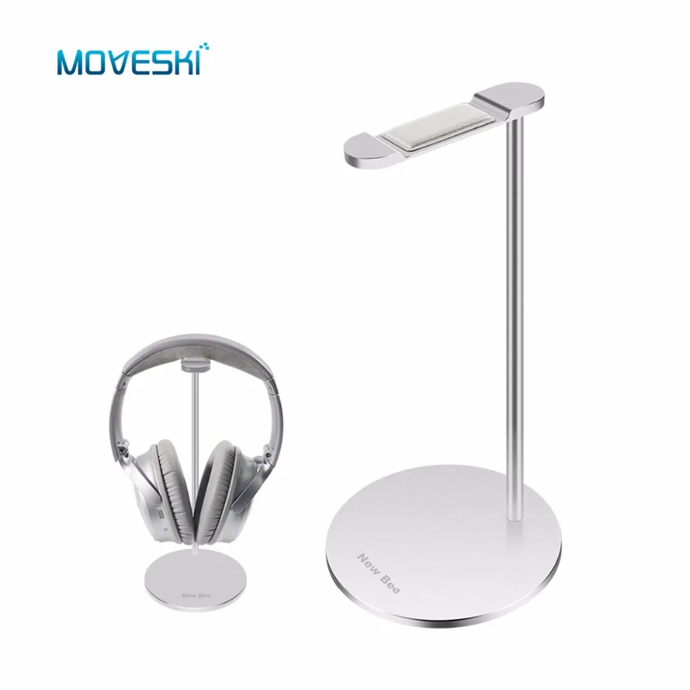 Moveski NB Z3 Headphone Stand aluminum Holder Earphone with leather Silicone Anti skid Flexible Headrest ABS Solid Base