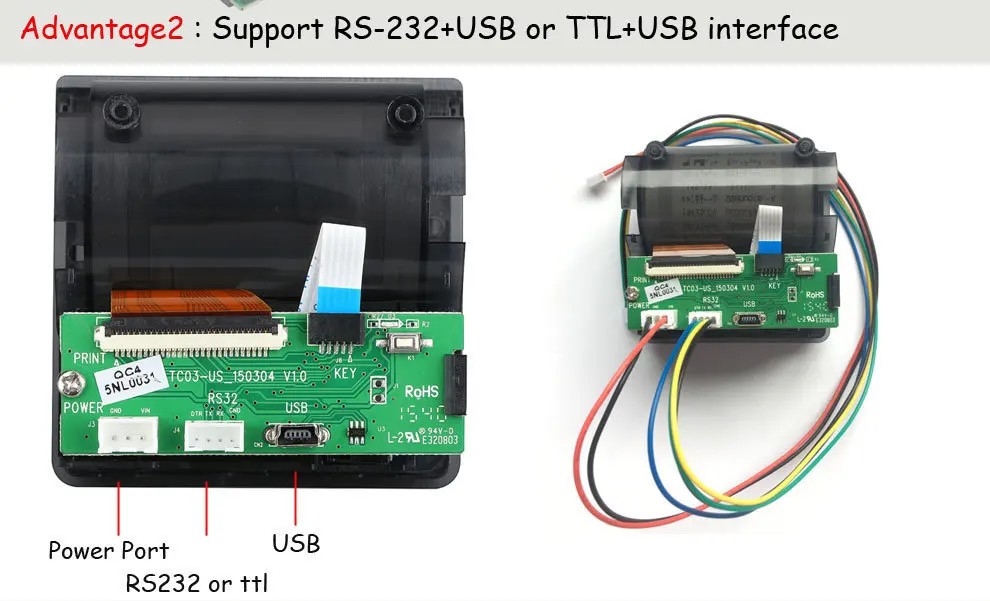 58 мм RS232 и usb 12 В dc панельный принтер встроенный в Автомобильная поддержка многоязычный