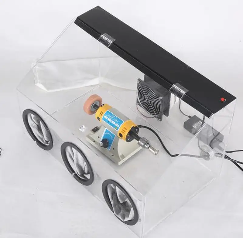 New 220v Fully Enclosed Electric Grinding Table Polisher Dust Box