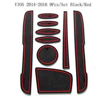 

For 2014 2015 2016 Toyota Vios Accessories Gate Slot Pad Anti-Slip Cup Pad Rubber Door Groove Mat Interior Decoration Trim