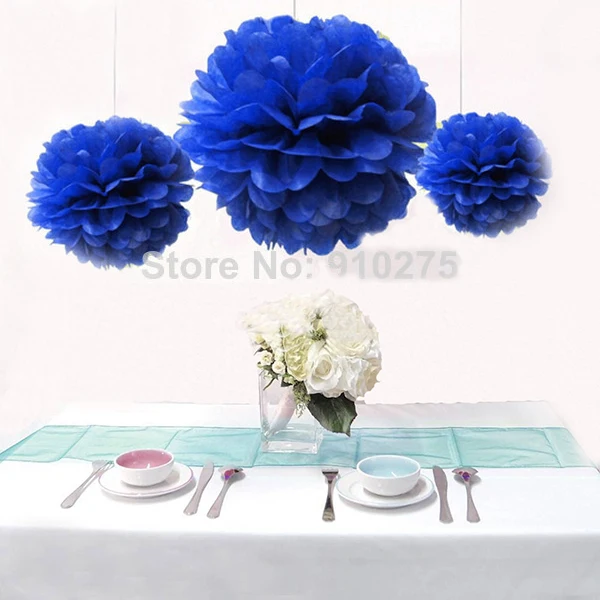 New Arrival 12pcs/lot Royal Blue Paper Pom Poms Pompoms Paper Flower