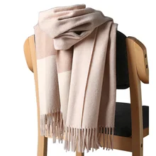 Новинка, настоящий кашемировый шарф, палантин, Клетчатые Шерстяные шарфы для женщин, зимние теплые женские пончо, накидка, модные женские 100 пашмины шали