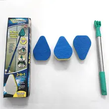 Чистящая губка, щетка, скруббер, ванна, кухонный очиститель окон с длинной ручкой, 3 чистящие накладки, Прямая поставка