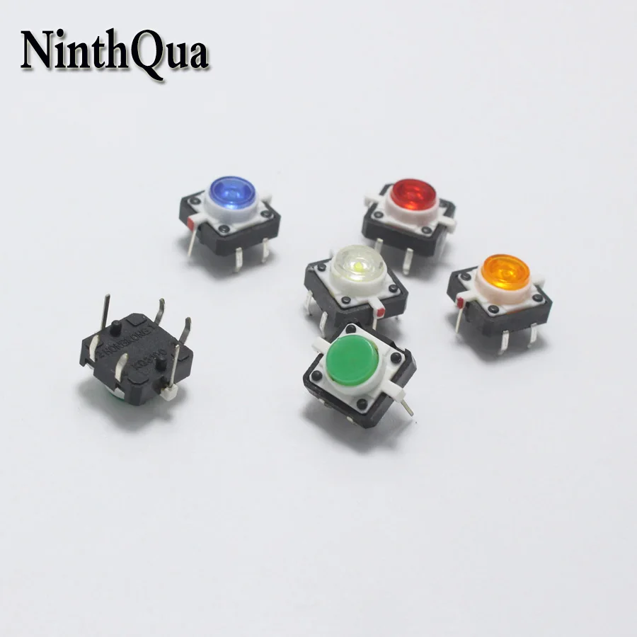 

5pcs 12*12*7.3mm 4pin Tactile Tact Mini Push Button Switch with LED Light 12x12x7.3mm 4p Vertical Micro Switch