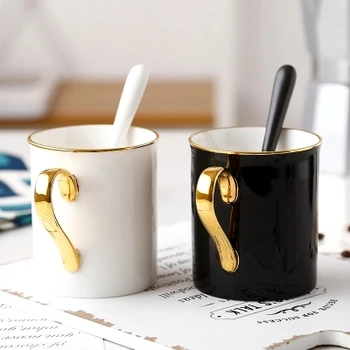 

2018 Ceramic Mug Cup gold couple Handmade Ceramic Mug Cup Coffee Mug Free shipping