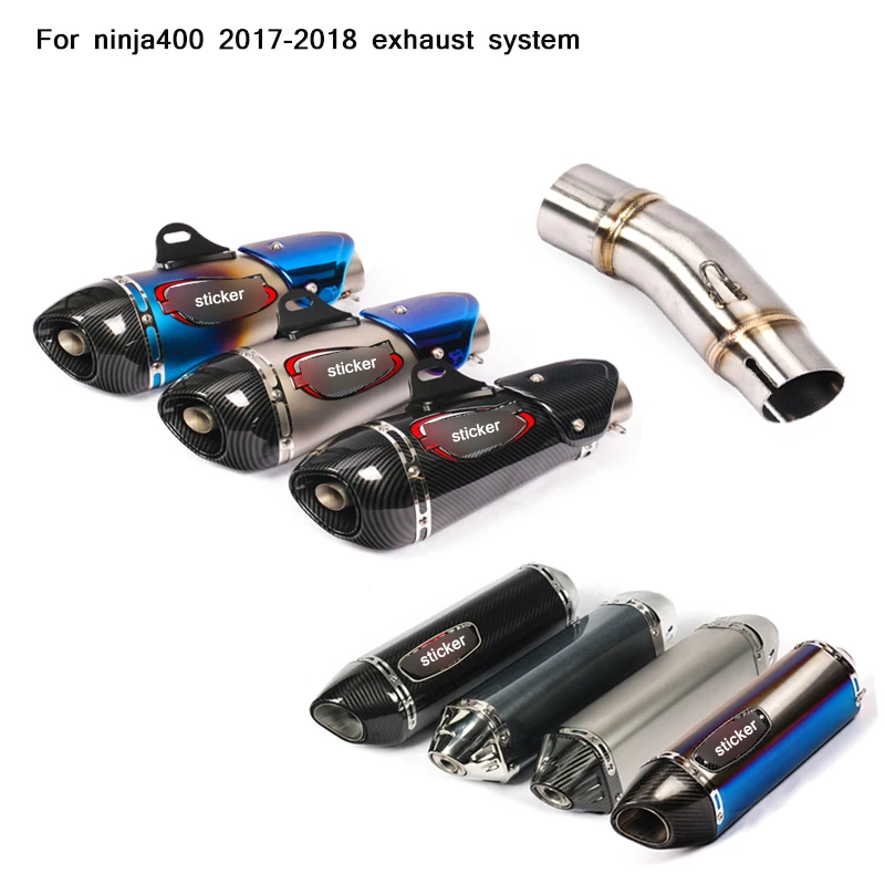 

2017 2018 Motorcycle Stainless steel Middle Connecting Pipe And 51mm Exhaust Silencer System Slip On for ninja400