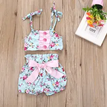 Цветочный из двух частей купальники Одежда для детей; малышей; девочек комплект бикини танкини Купальники для малышек купальник пляжная одежда