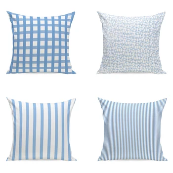 

2019 NEW Navy Style Pillow Case Blue Stripes Throw Pillow Cover Cotton Linen Decorative Cushion Cover for Sofa Car
