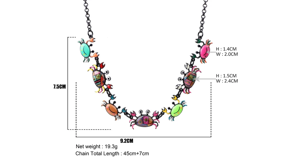 Bonsny массивное длинное ожерелье-чокер с крабом, подвески на цепочке, новая мода, океанские аксессуары для животных, ювелирные изделия для женщин и девушек