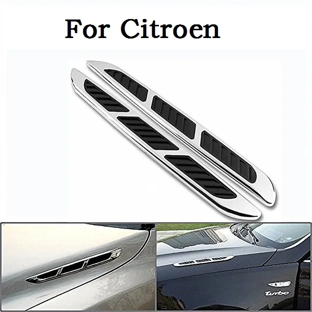 

car styling Car Grille Shark Air Flow Vent Fender Decals Stickers Cover For Citroen C1 C2 C3 C4 C4 Aircross C4 Cactus C5 C6