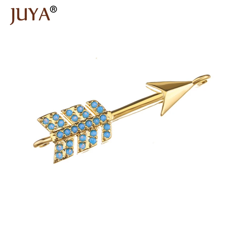 

2018 NEW Design Copper Inalid Blue Zircon Rhinestone Arrow Shape Connectors Pendant For DIY Bracelets Jewelry Making Parts
